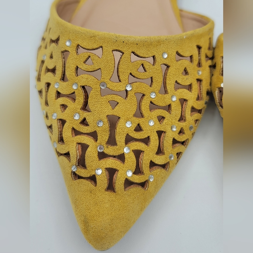 Madden Girl - Mustard Yellow Pointed Toe Flats With Rhinestone Detail - Picture 4 of 7